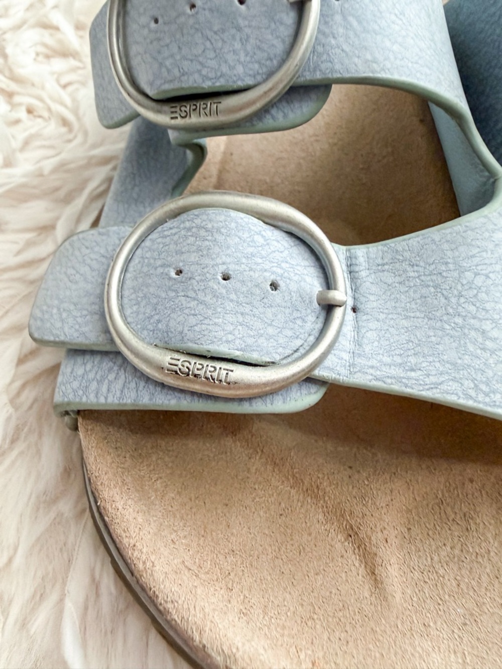 Esprit Annie Big Buckle Sandals Blue EU 36 US 6.5/7 - Picture 3 of 7